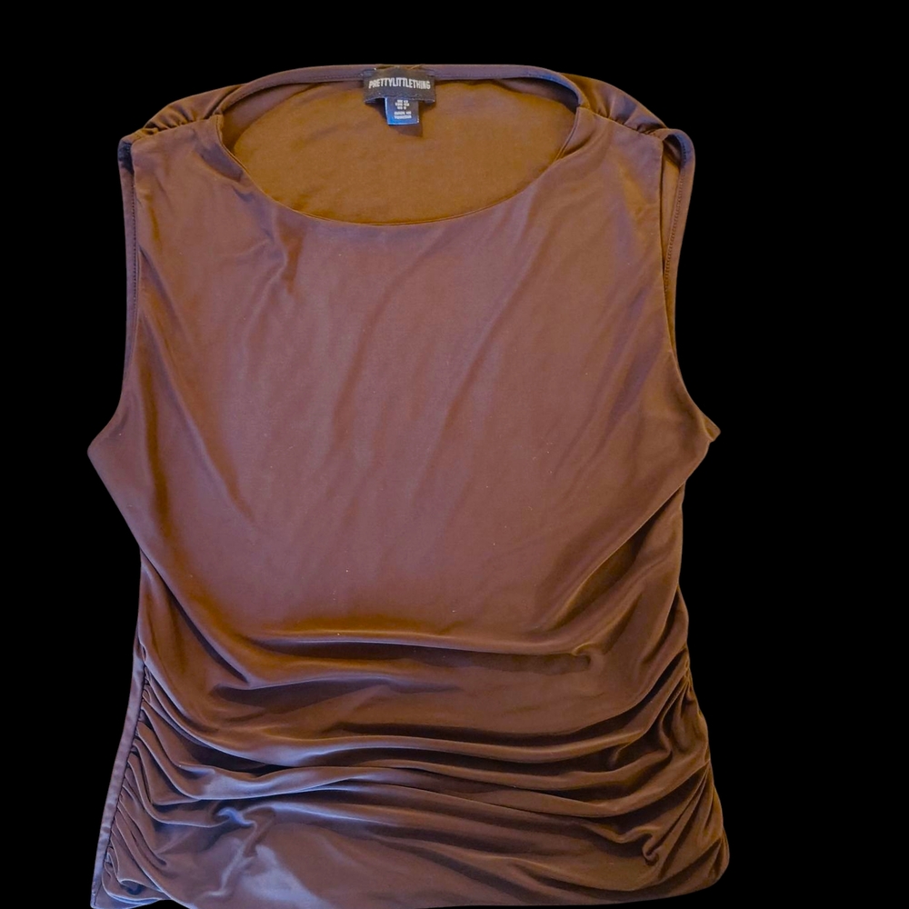 PrettyLittleThing Orange Ruched Sleeveless Tank Top